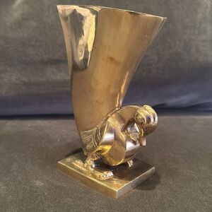 Vintage Brass Bird Bookend Vase Home Decor